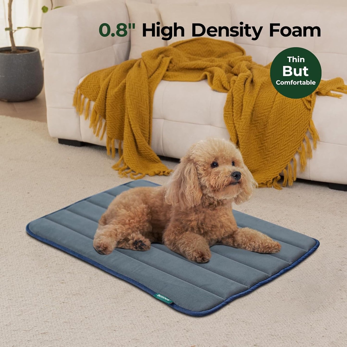 BALANCE Dog Crate Pad, Dog Foam Crate Mat Kennel Pad, Washable Water-Resistant Pet Bed Flat Dogs Cage Mat for Medium Dogs