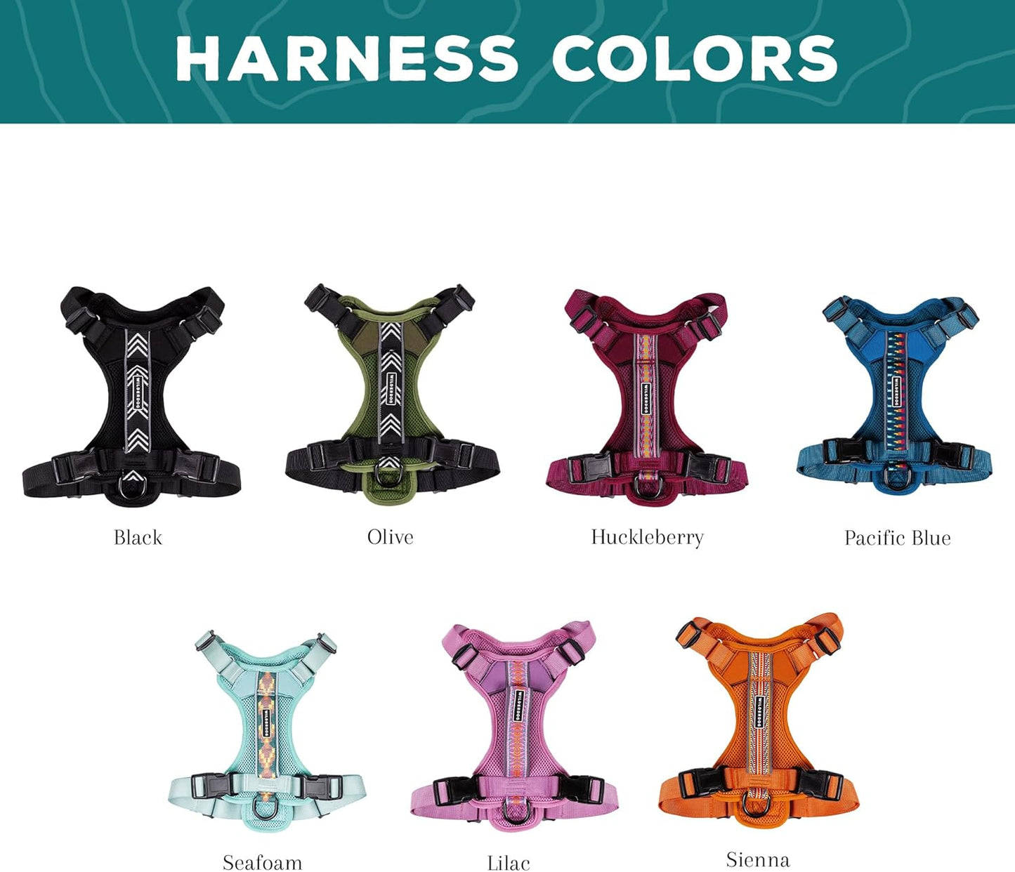 Wilderdog Lightweight Dog Harness with Reflective Straps - Medium - Seafoam