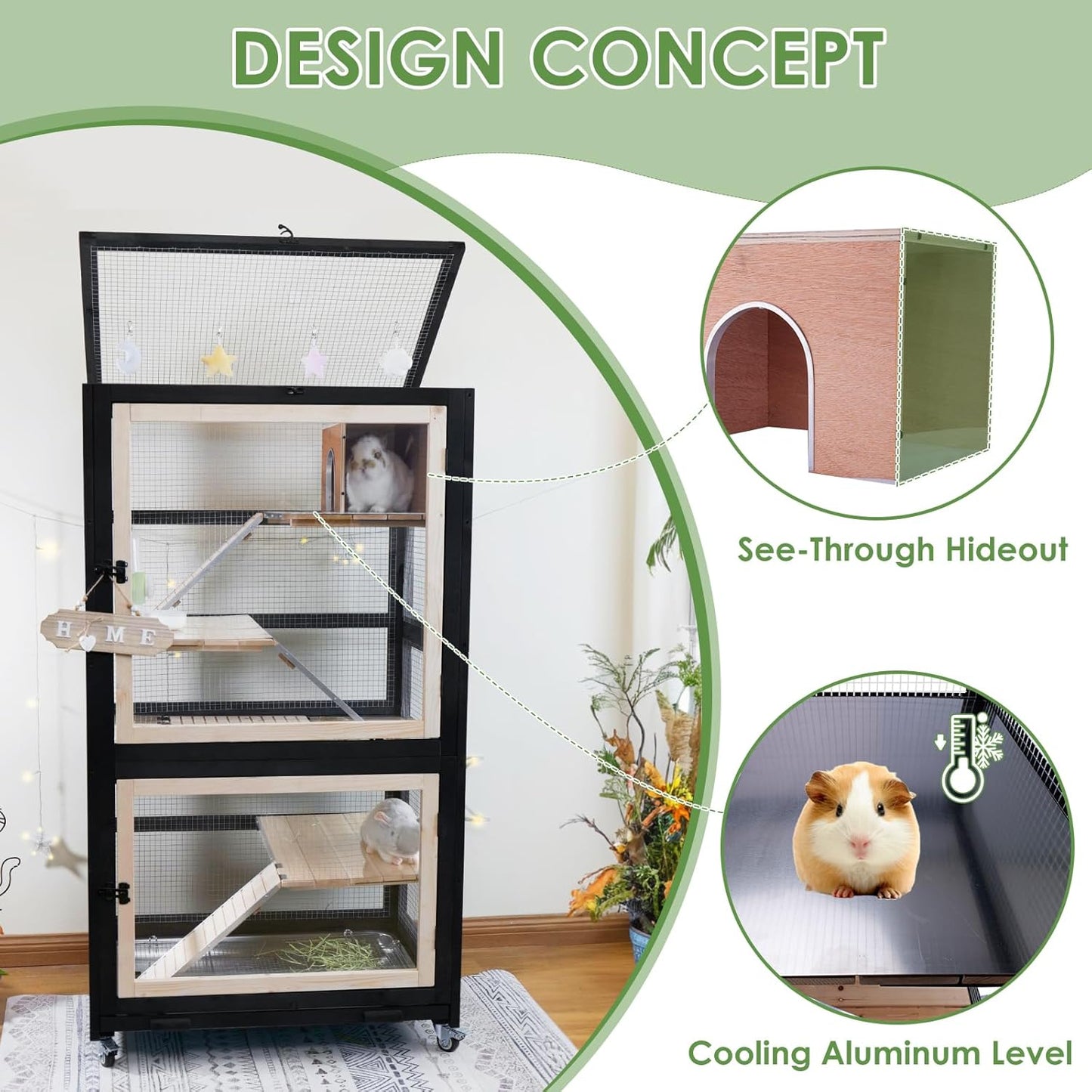 Chinchilla Cage Large Critter Nation Enclosure for Squirrel Chameleon Ferret Rat Guinea Pig Rabbit with Ramps, Chew-Proof Ramps & Slide-Out Tray