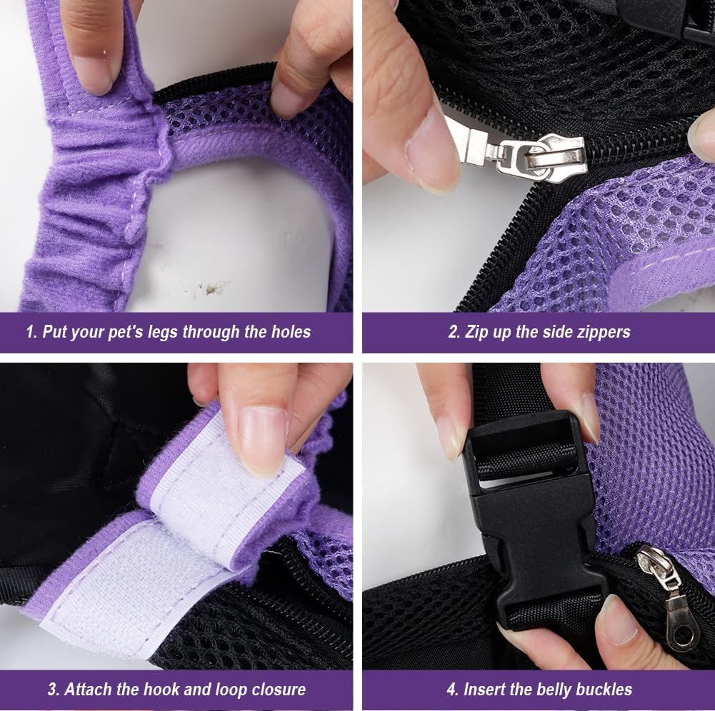FEimaX Dog Carrier Backpack Pet Legs Out Front Cat Travel Bag, Adjustable Puppy Backpacks Carriers Hands-Free for Small Medium Dogs Cats Hiking Traveling Camping Daily Walking (X-Large, Purple)