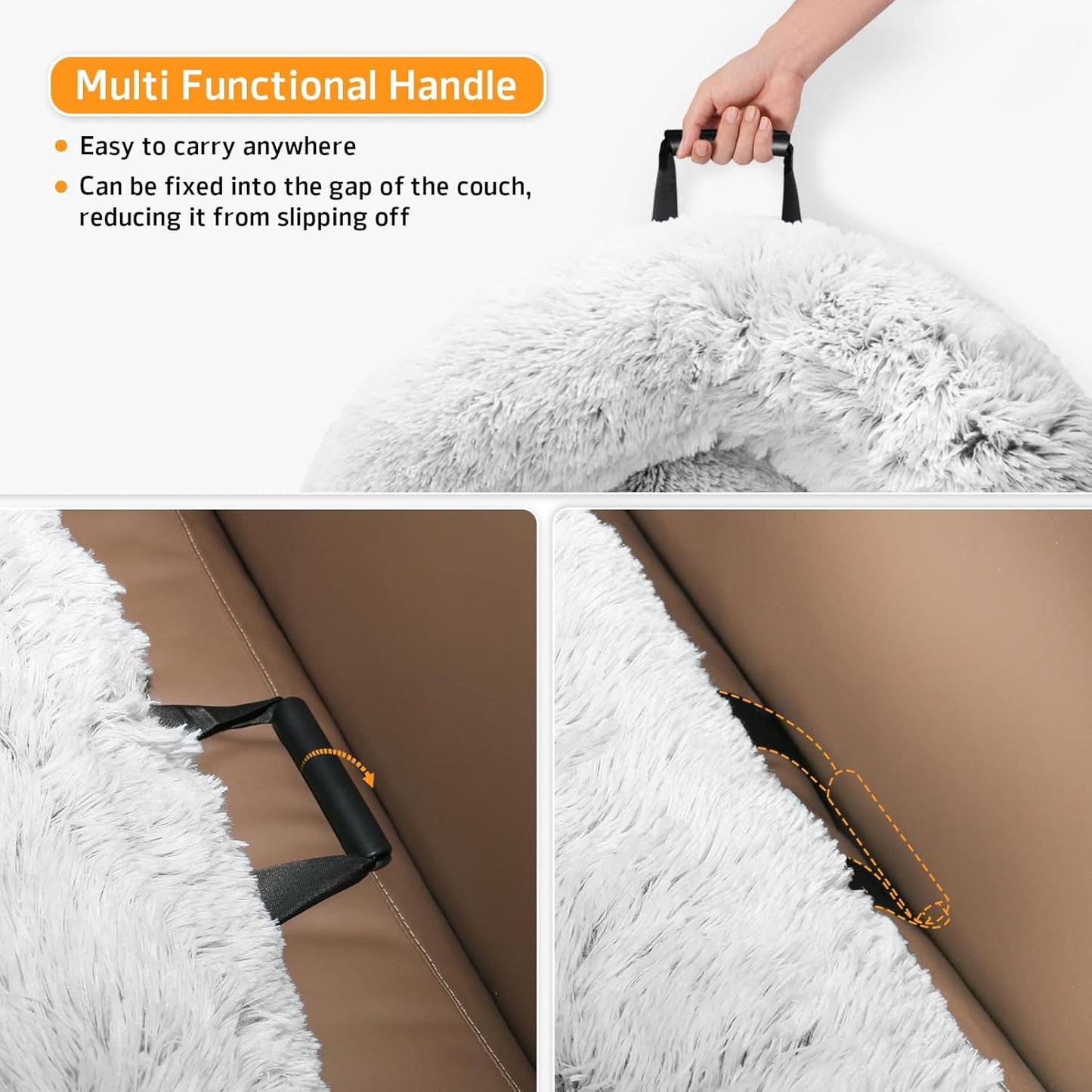 Calming Dog Bed Fluffy Plush Dog Mat for Furniture Protector with Removable Washable Cover for Large Medium Small Dogs and Cats (Extra Large (53x39.3x6), Light Grey)