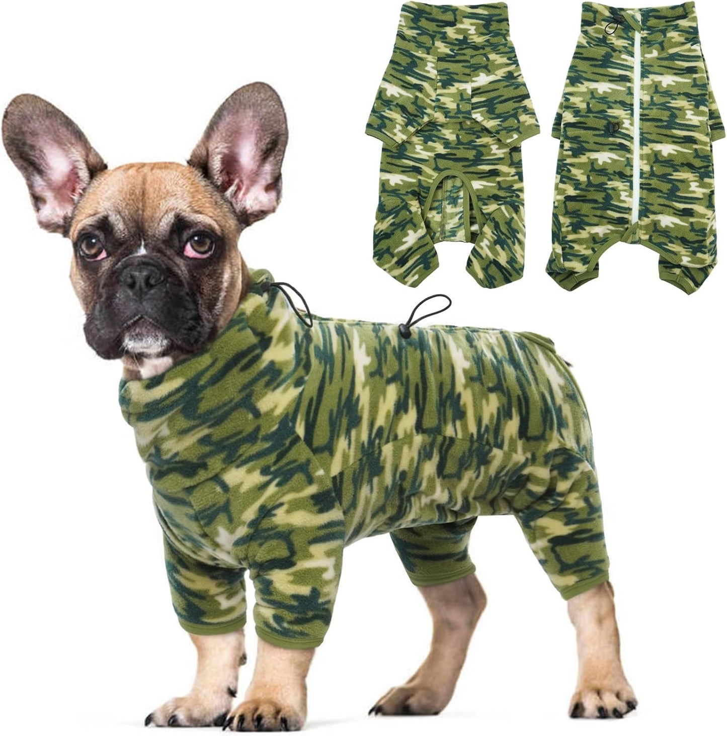 ROZKITCH Small Dog Camo Coat, Pet Windproof Warm Cold Weather Jacket Vest with Luminous Zipper, Jumpsuit Apparel Outfit Clothes for Small Medium Large Dog Camo S