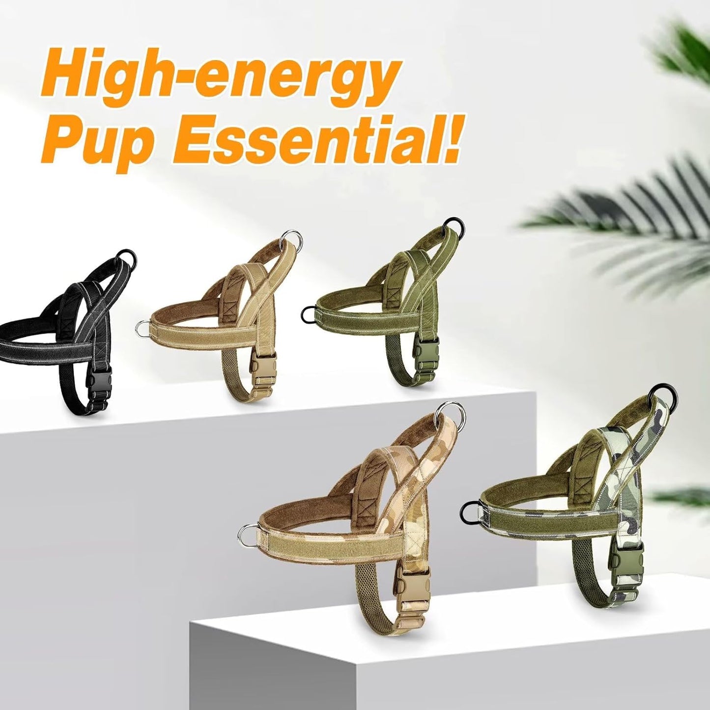 Forestpaw No Pull Dog Harness - Soft Flannel Padded Tactical Dog Vest Harness with Quick Release Buckle, Adjustable Reflective Pet Harness for Medium Large Dogs Walking Training,Black L