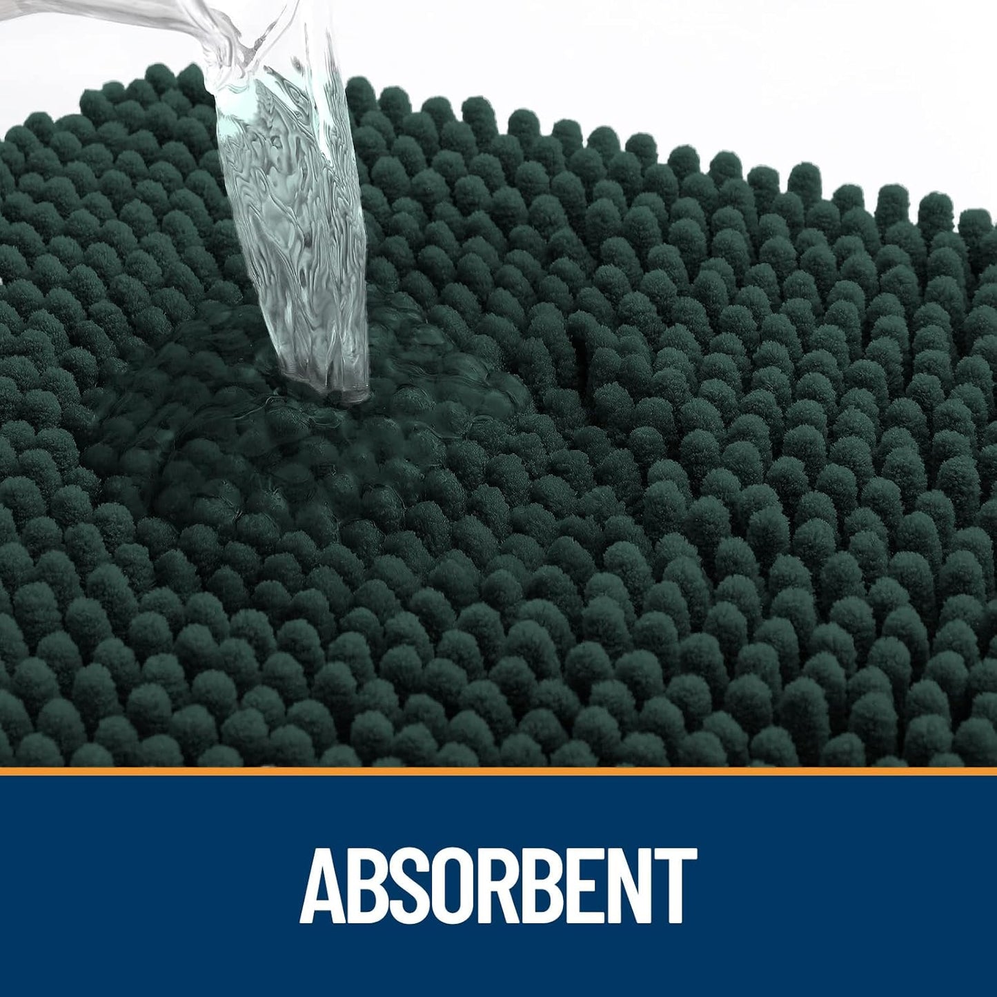 OLANLY Dog Door Mat for Muddy Paws 48x30, Absorbs Moisture and Dirt, Absorbent Non-Slip Washable Doormat, Quick Dry Chenille Mud Mat, Entry Indoor Entryway Carpet for Inside Floor, Blackish Green