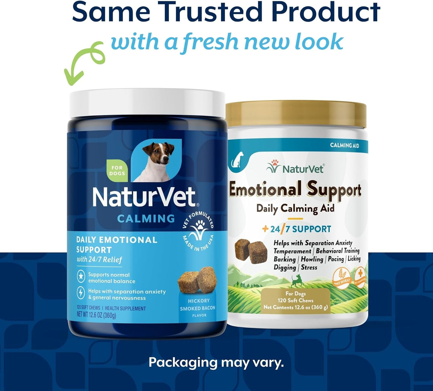 NaturVet Emotional Support Daily Calming Aid Dog Supplement - Helps Promote 24/7 Normal, Calm Behavior - for Dog Stress, Nervousness, Separation, Unwanted Behavior - 120ct Soft Chews