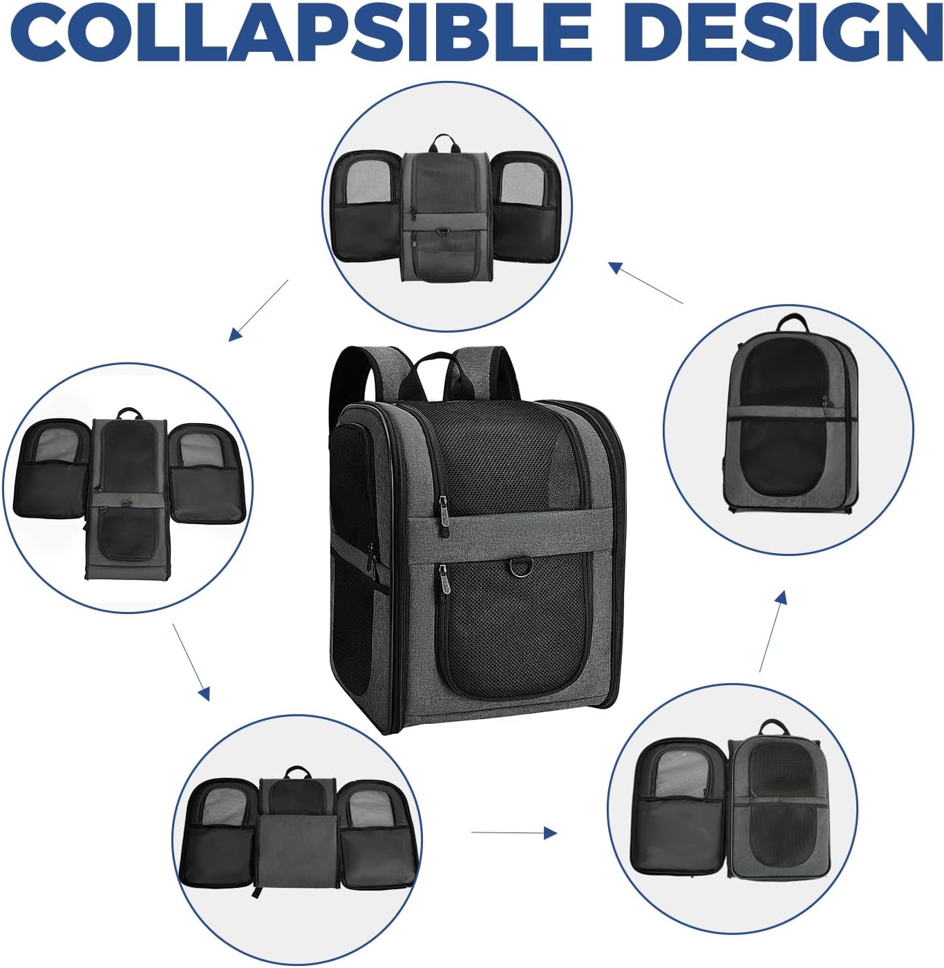 Apollo Walker Pet Carrier Backpack for 4-15lb Cats and Dogs, Puppies, Safety Features and Cushion Back Support | for Travel, Hiking, Outdoor Use (Gray)