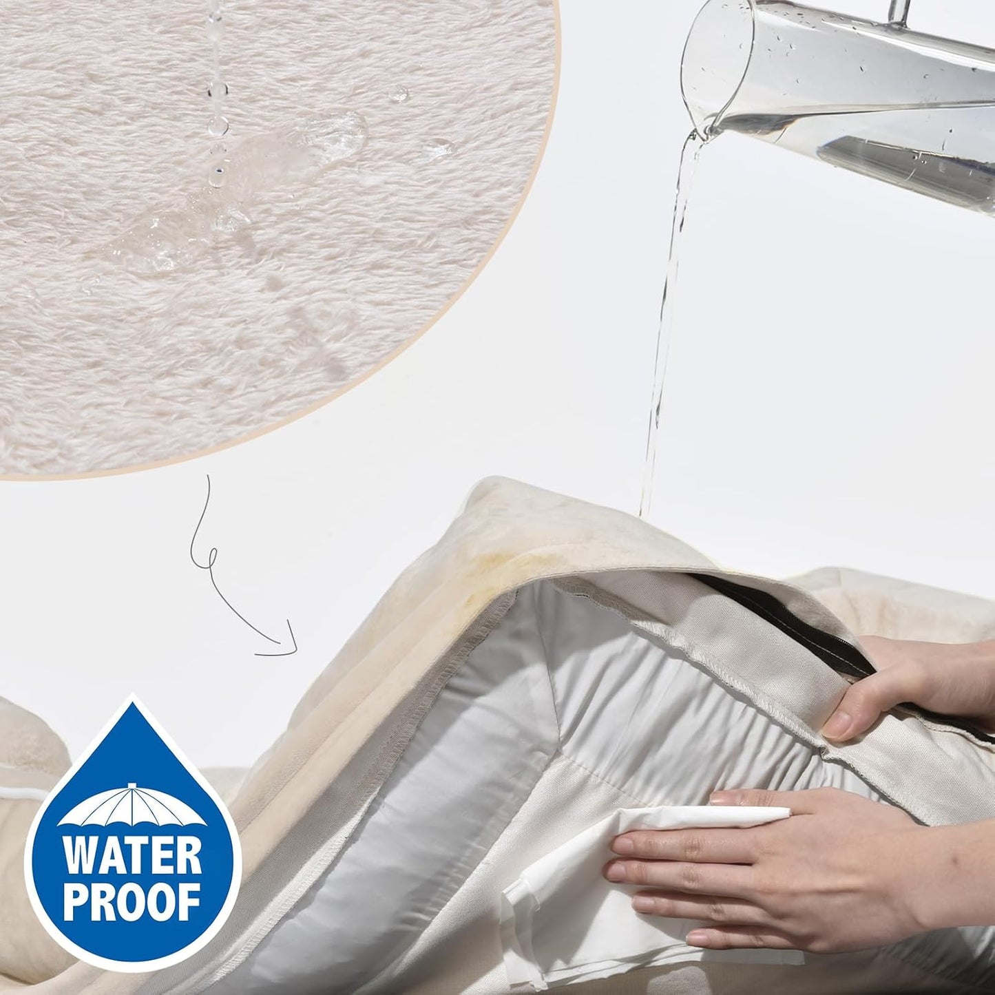 Comfort Expression Medium Dog Beds Waterproof Orthopedic Foam Dog Sofa Beds for Medium Large Dogs Comfy Pet Bed with Washable Removable Cover & Non-Slip Bottom(Medium,Beige)