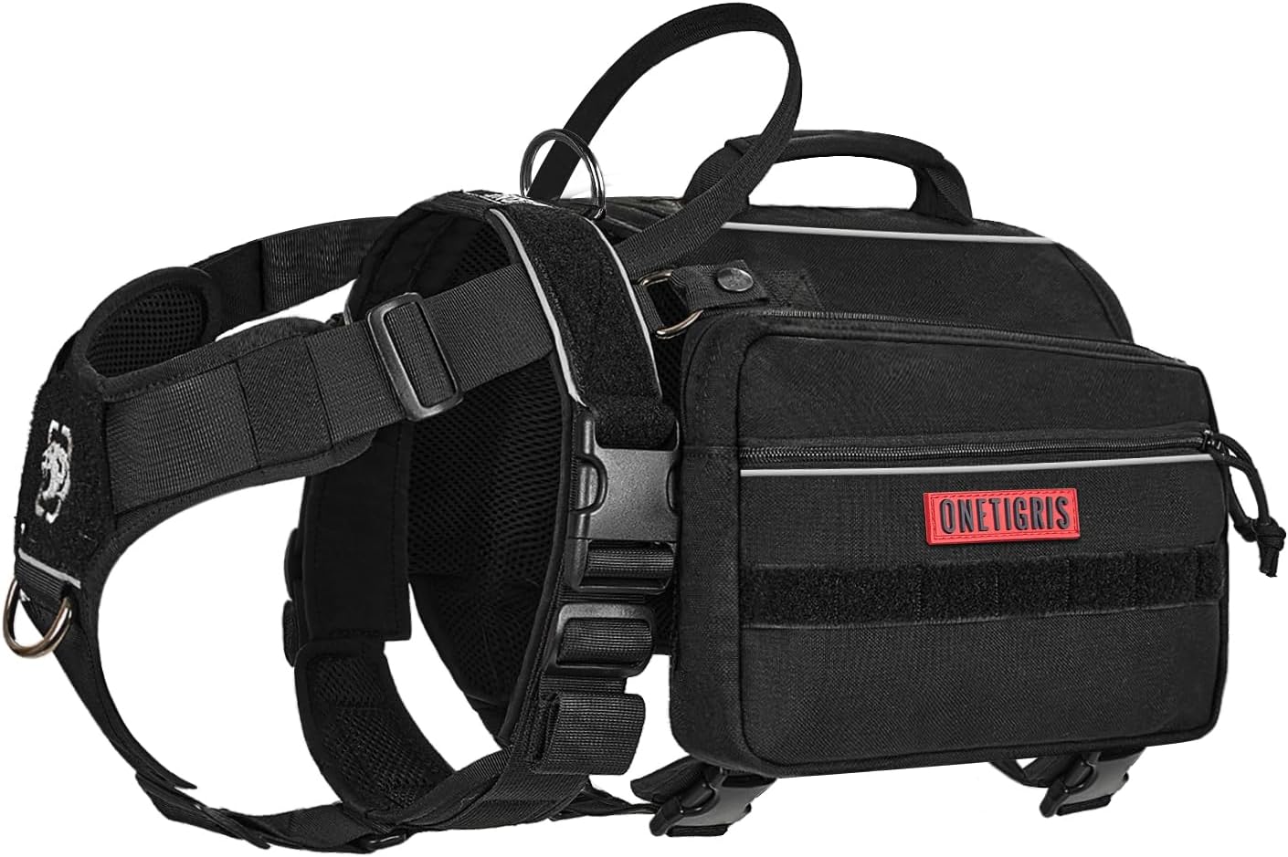 Onetigris Dyno Outdoor Dog Harness With Pockets, Front Range Pack, Backpack With Handles, Saddle Bag Hiking Vest, Tactical Service Canine EDC Pack Set