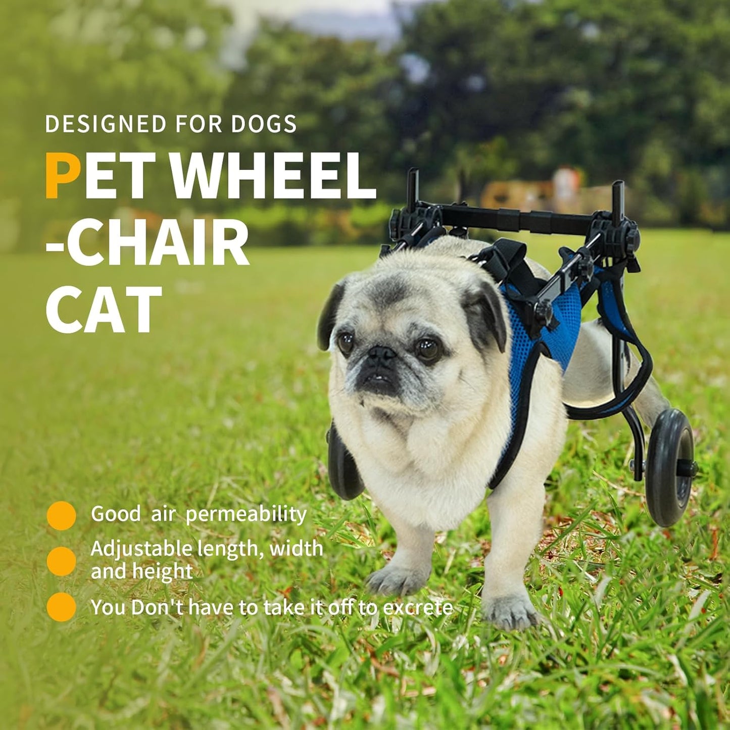 Pet Wheelchair Disabled Hind Legs Walking-Dog Leg Brace and Hip Support，Dog Wheelchair for Back Legs，Adjustable Pet Cart，Assist a paralyzed pet get Back on its feet，Support Leg Brace and Hip (Medium)