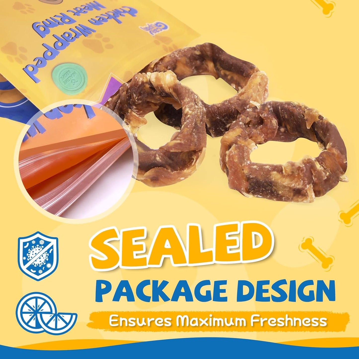 gazeupon Dog Treats, Chicken Wrapped Meat Ring,Made with Real Chicken and Beef Meat, Healthy Dog Chews, Rawhide Free,w/Glucosamine Chondroitin