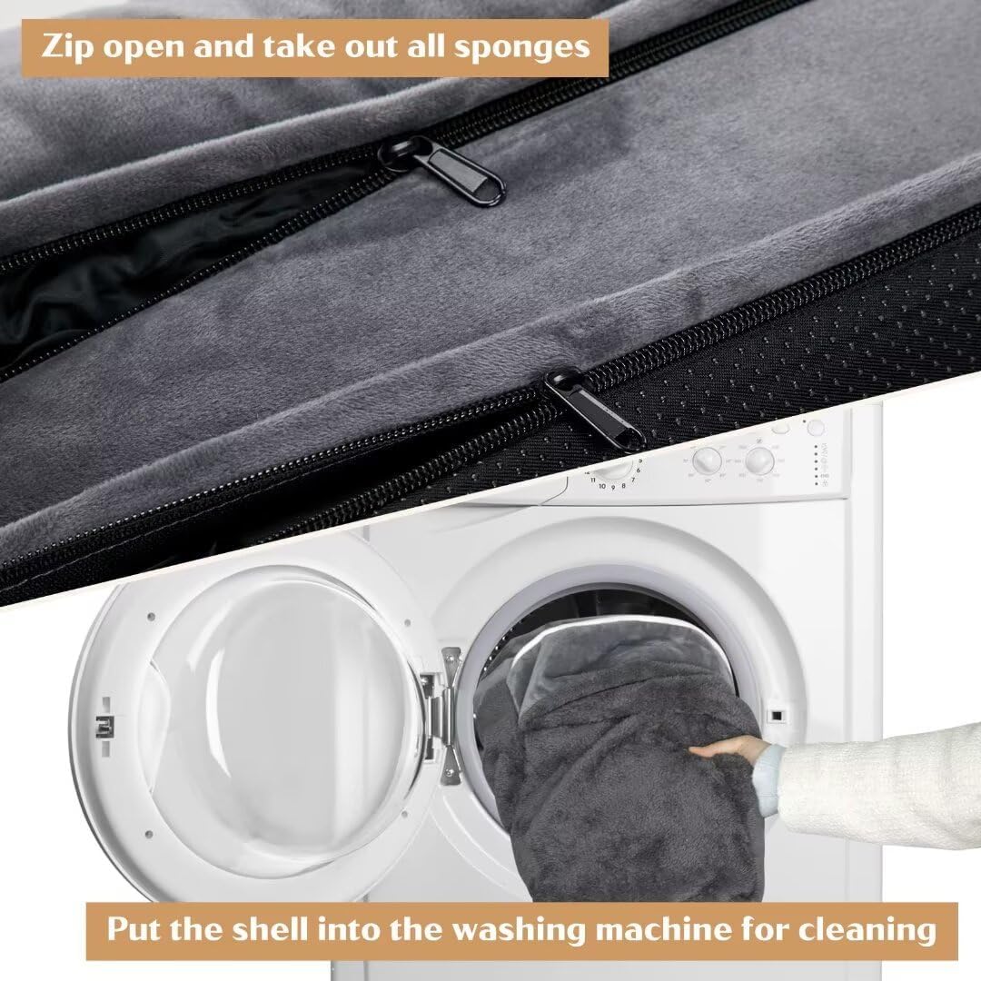 Comfort Expression Waterproof Large Dog Beds Orthopedic Foam Dog Beds Sofa Comfy Pet Bed with Washable Removable Cover & Non-Slip Bottom(Large,Dark Grey)