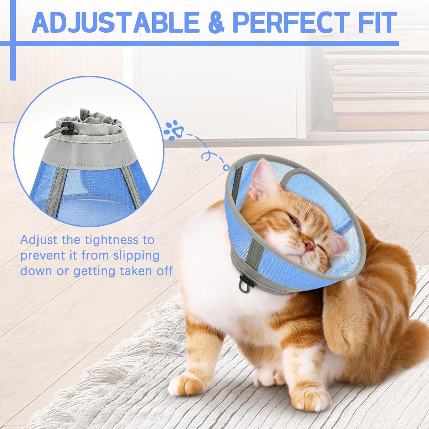 Cat Cone Collar Soft, Cat Recovery Collar for Large Medium Small Cats Kittens, Pet Cone Alternative After Surgery