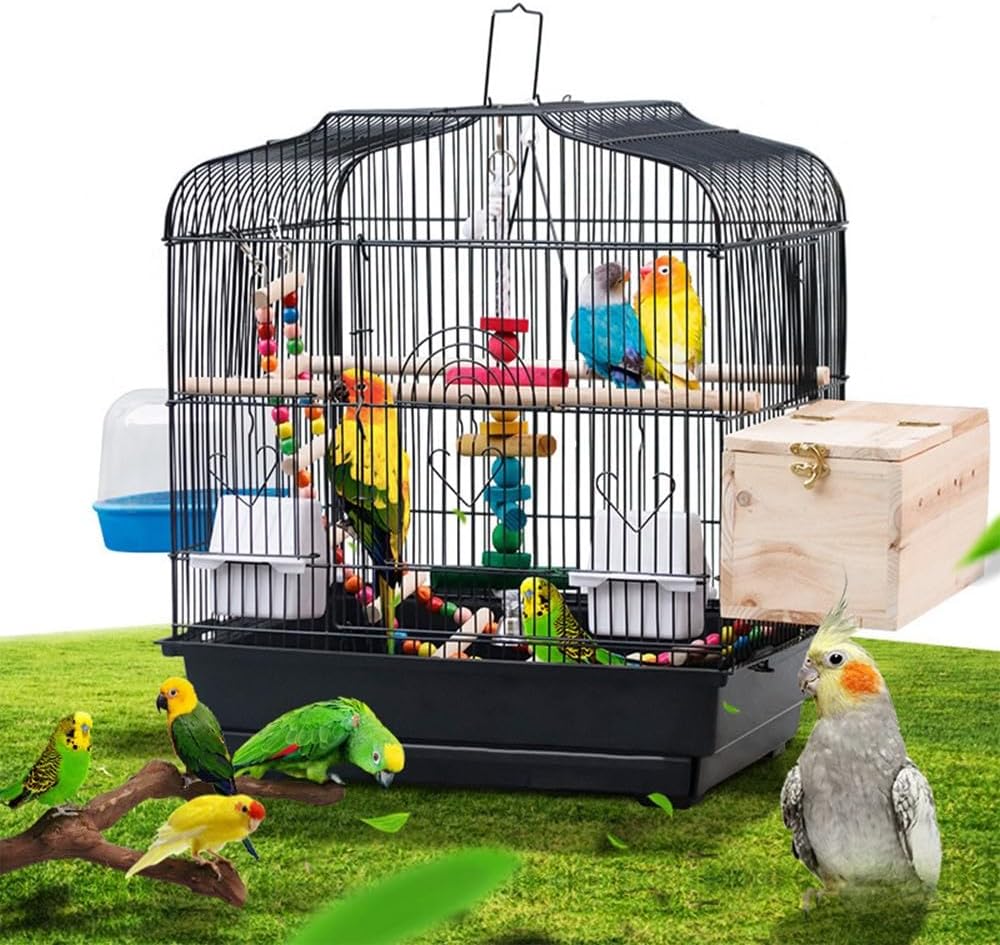 Travel Bird Cage 20.5×18.1×14.2in Portable Birdcage with Handle and Perches for Small Parrots Canaries Cockatiels Lovebirds Finches Budgies Conures