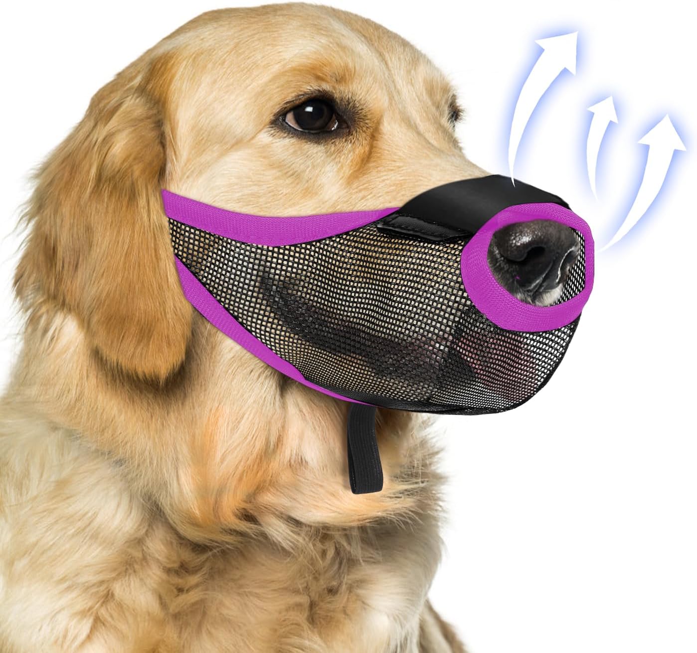 Dog Muzzle, Soft Air Mesh Muzzle for Small Medium Large Dogs Anti Biting Barking Chewing Scavenging, Breathable Adjustable Loop Pets Muzzle with Front Opening Design Allows Panting Drinking(Purple,XL)