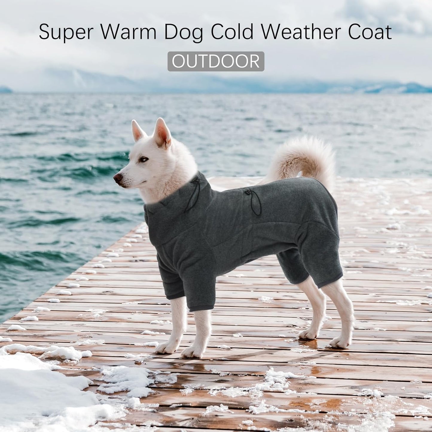 ROZKITCH Dog Warm Pajamas, Pet Windproof Warm Cold Weather Jacket Vest Cozy Jumpsuit Apparel Outfit Clothes for Small Medium Large Dog Walking Hiking Sleep Grey S