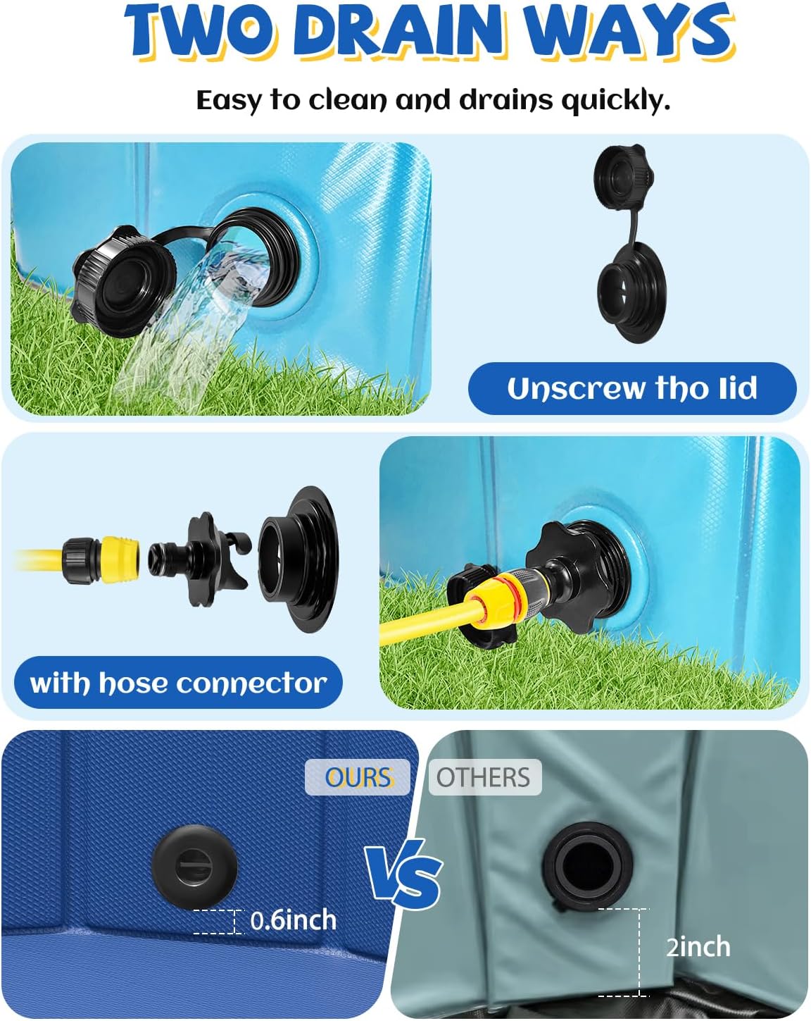 YSJILIDE Portable Dog Pool PVC Pet Swimming Bathtub Collapsible Hard Plastic Pool for Pets to Swim and Bath (M-40"x 12" Blue)