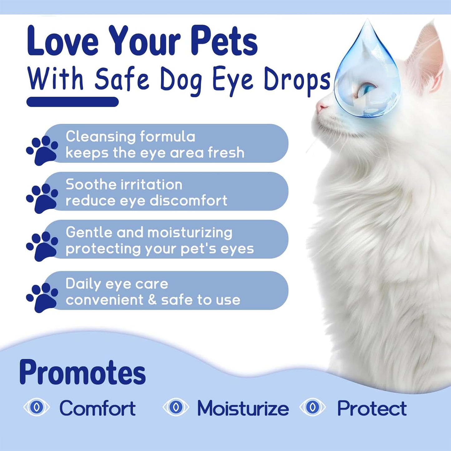 Eye Drops for Dogs & Cats, Natural Safe Dog Eye Drops-Soothe Itching Irritation & Discomfort, Dog Eye Infection Treatment, Pet Tear Stain Remover for Dogs Eye Wash Improving Eye Vision Clarity(2x50ML)