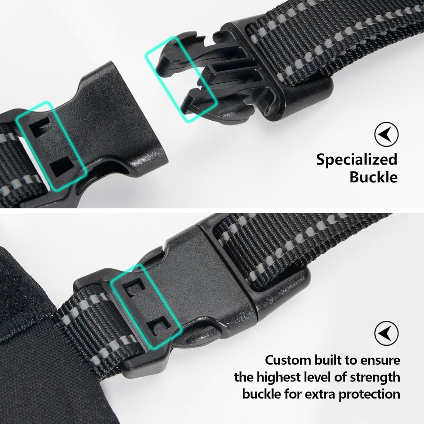 PHOEPET 2019 Upgraded No Pull Dog Harness, Reflective Adjustable Vest, with a Training Handle + 2 Metal Leash Hooks+ 3 Snap Buckles +4 Slide Buckles(M, Pink)