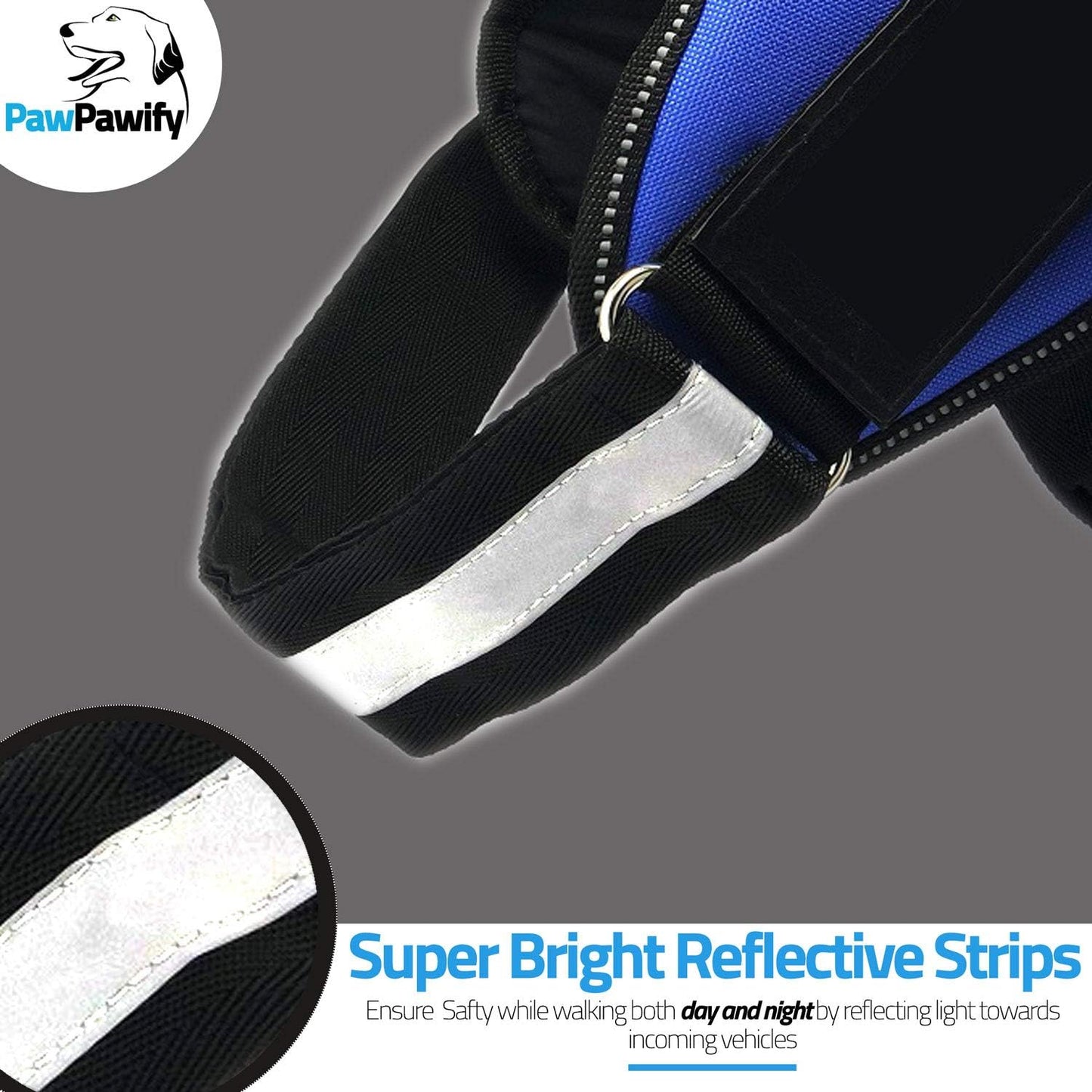 PawPawify Custom No Pull Dog Harness with Name and Phone Number, Heavy Duty Personalized Pet Vest to Prevent Tugging, Pulling, or Choking, Training and Walking (Black, XXL (85-140 LBS))