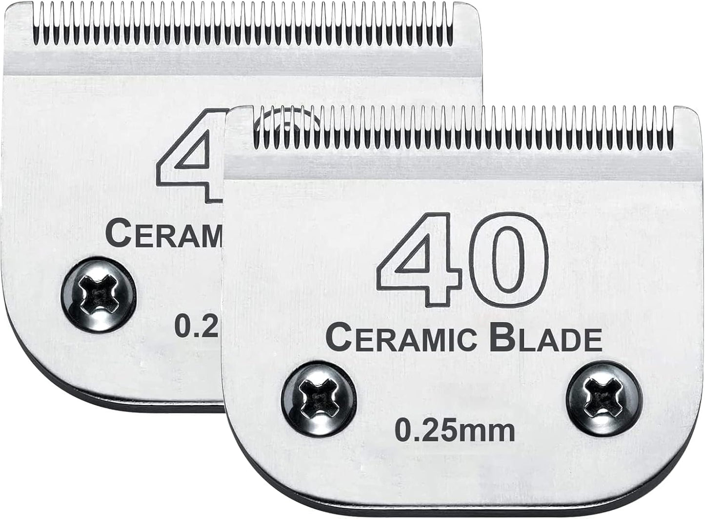 2Pack #40 Dog Grooming Clipper Replacement Blades - Compatible with Andis/Wahl/Oster, Detachable Ceramic & Stainless Steel Blade, Size 40, Cut Length 1/100" (0.25mm)