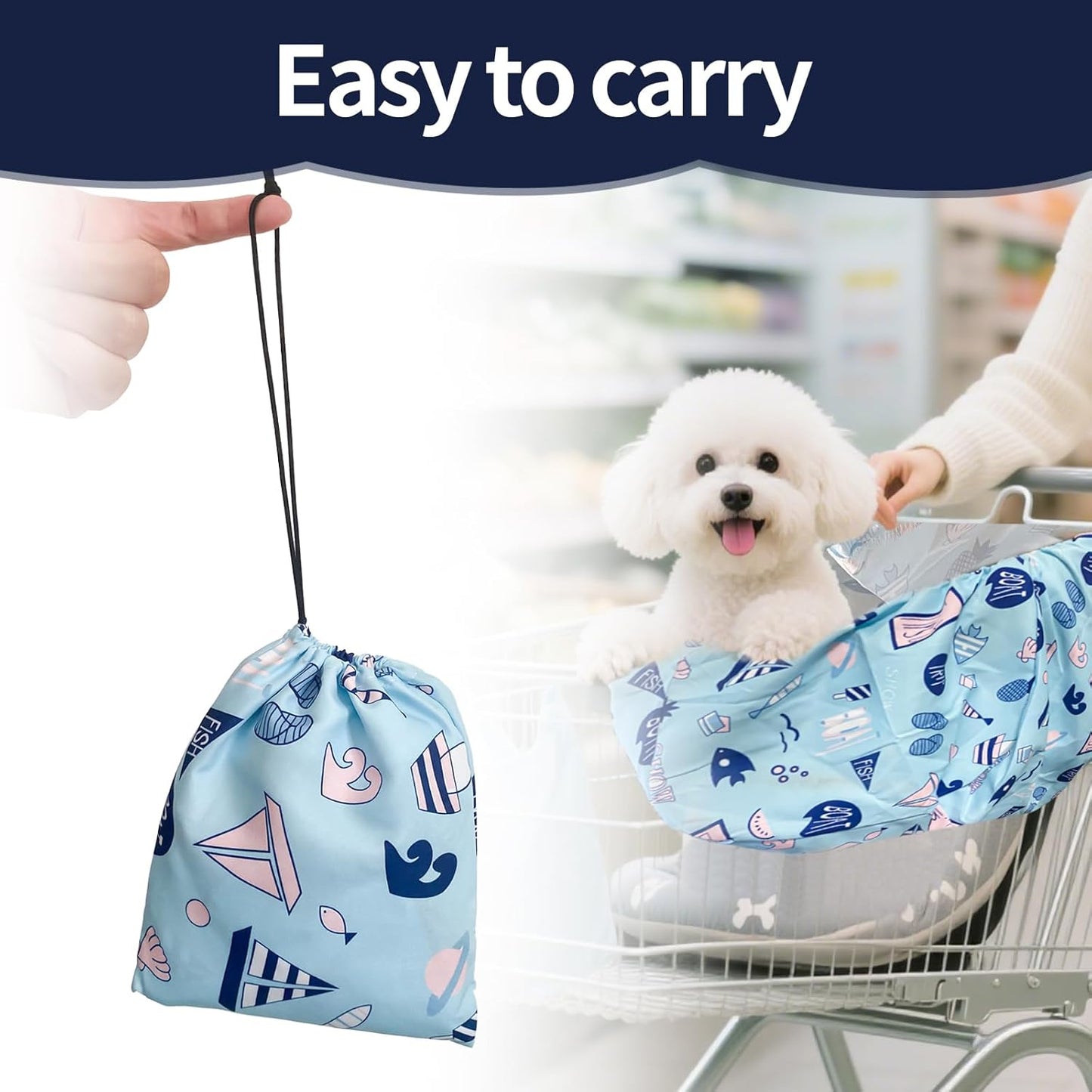 Shopping Cart Cover for Pets Dogs-Waterproof and Cooling Material,Portable and Easy-on Stretch Design with Carry Bag