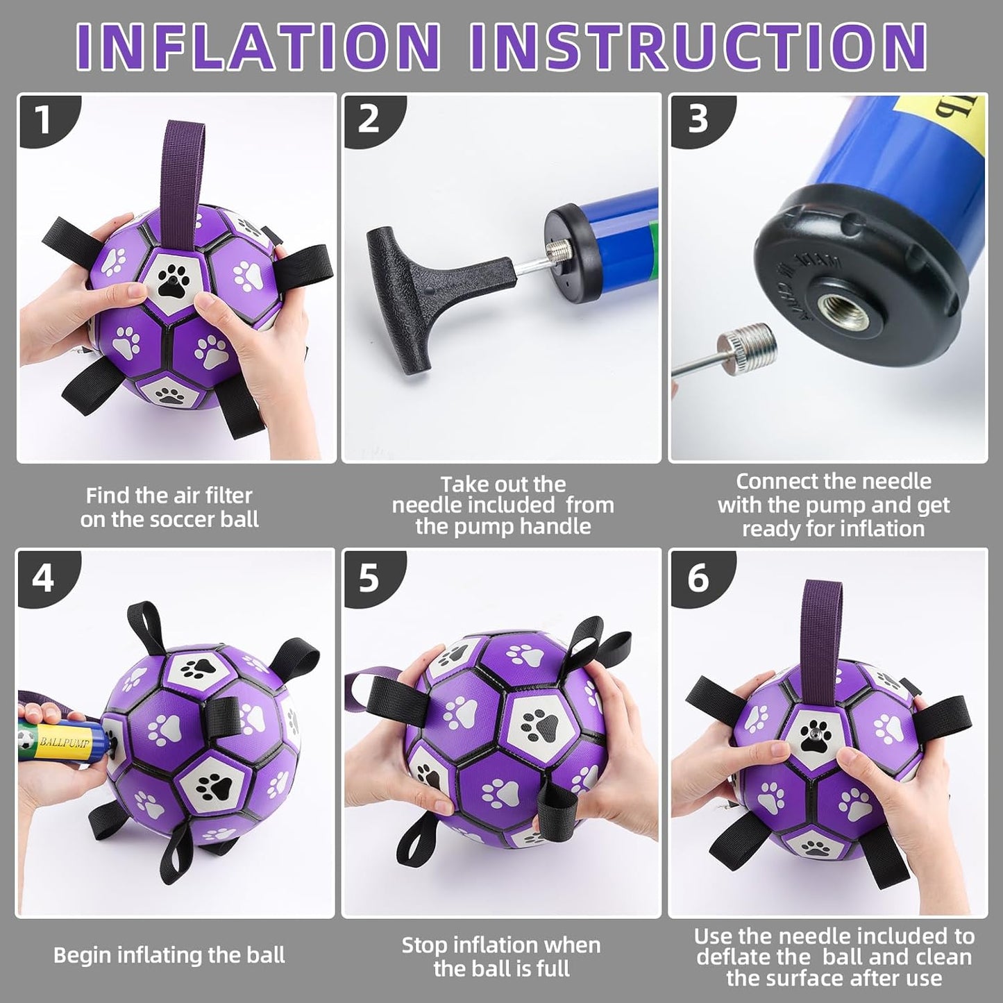 QDAN Soccer Ball for Dogs - Durable Large Dog Balls, Outdoor & Water Toy, Herding Ball, Puppy Birthday Gift (8 Inch)