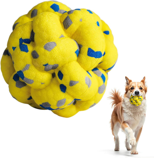 Upgrade Dog Balls Interactive Toys for Aggressive Chewers, Indestructible Tennis Durable Bouncy for Fetch Game, Lightweight Floating, Yellow