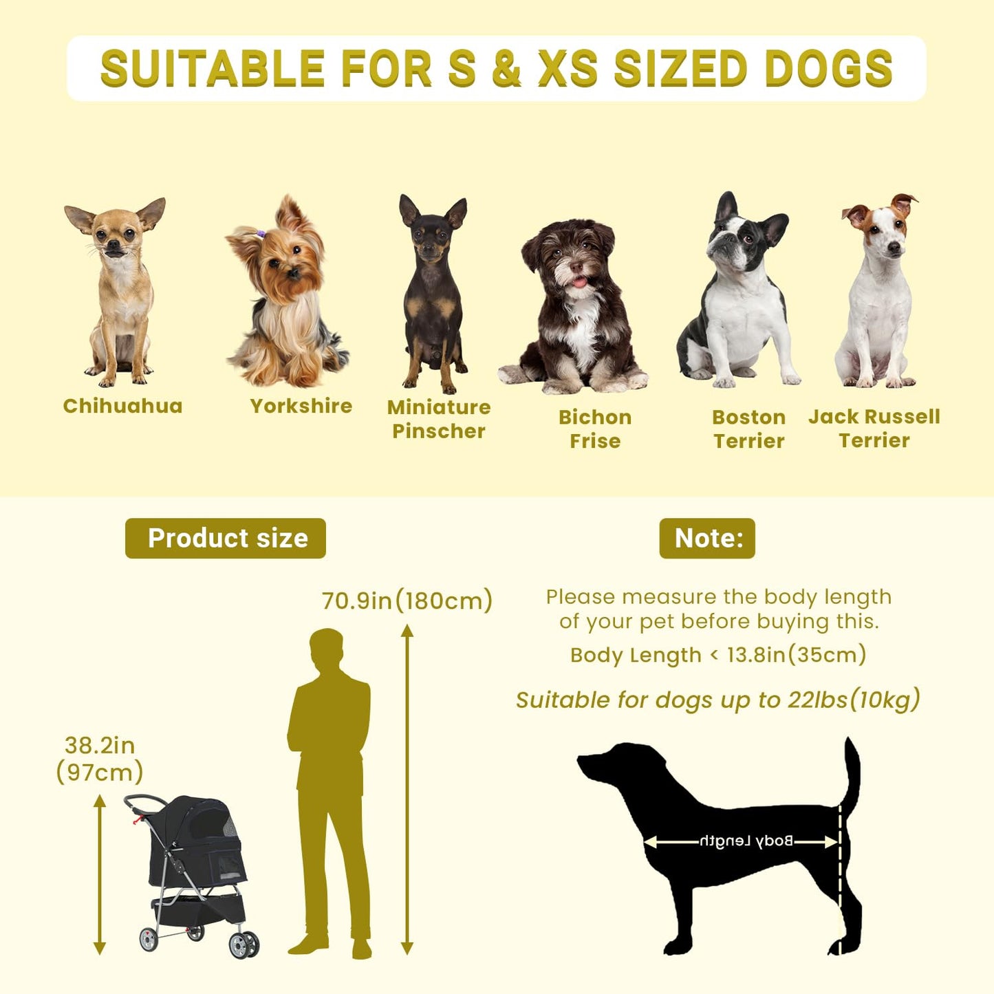 Pet Stroller Dog Stroller Portable Travel 3 Wheel Foldable Cat Stroller with Storage Basket and Cup Holder for Small and Medium Cats,Dogs,Puppy,Black