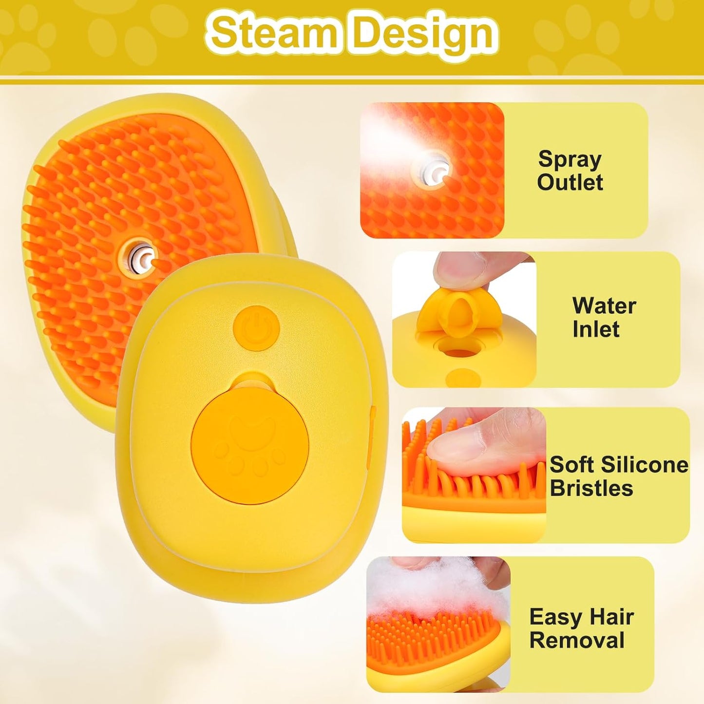 Cat Steam Brush, 3 in 1 Cat and Dog Grooming Brush for Shedding, Pet Hair Cleaning, Silicone Massage, Anti-Static Pet Spray Hair Removal Comb