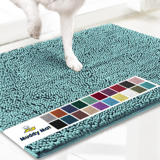 Muddy Mat® Shown on TV – Super Absorbent Door Mat Indoor, Microfiber Quick Dry Chenille Entryway Rug, Non-Slip Front Door Mat, Indoor Mats for Entryway, Machine Washable Pet Rug, Sea Green 24"x36"