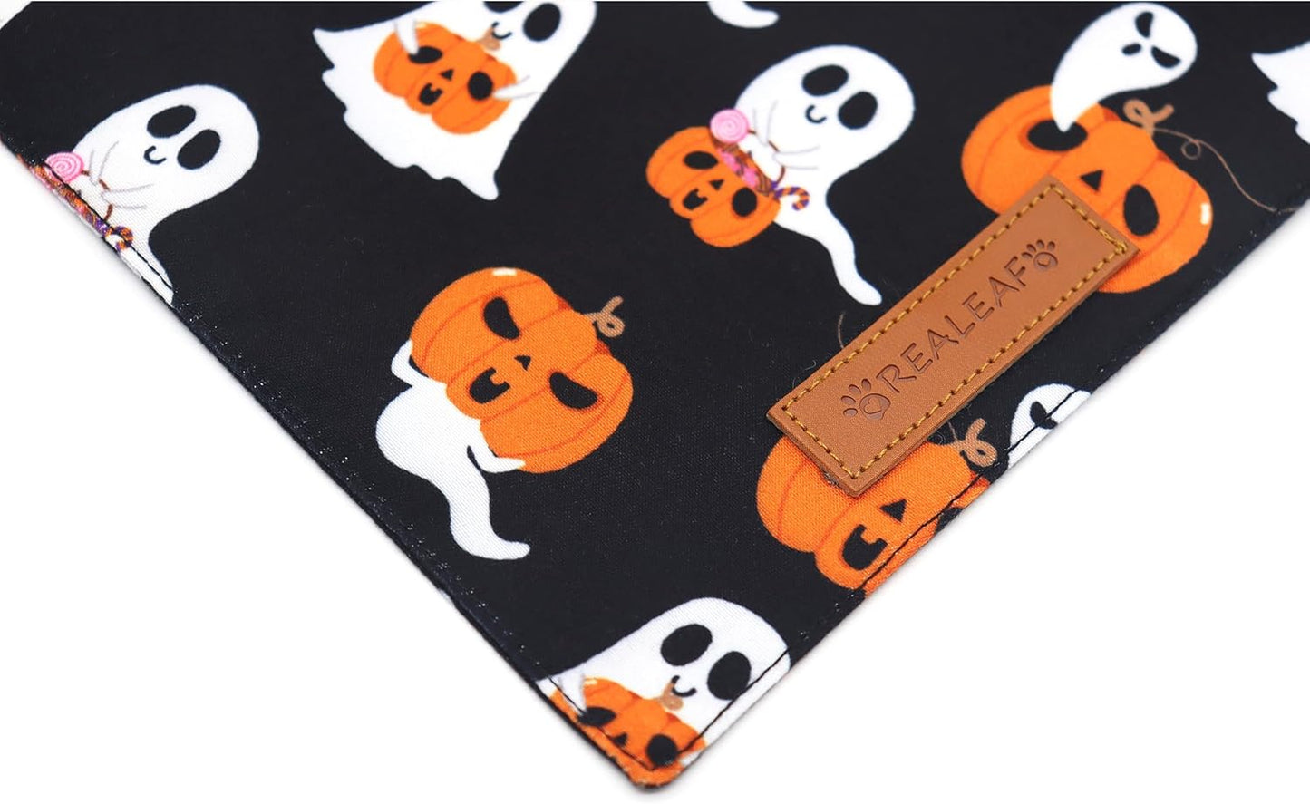 Realeaf Halloween Dog Bandanas 2 Pack, Reversible Orange Pumpkin Pet Scarf for Boy and Girl, Premium Durable Fabric, Holiday Bandana for Small Medium Large and Extra Large Dogs (Large)