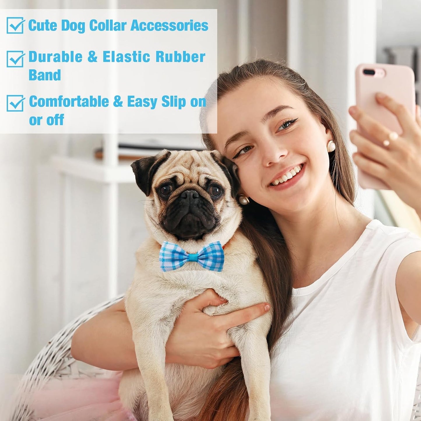 Reginary 50 Pieces Dog Bow Ties Pet Collar Bow Puppy Collar Attachment with Rubber Bands for Small Medium Cat Pet Grooming Charms Accessories Wedding Birthday Occasion(Fresh Fruit Style)
