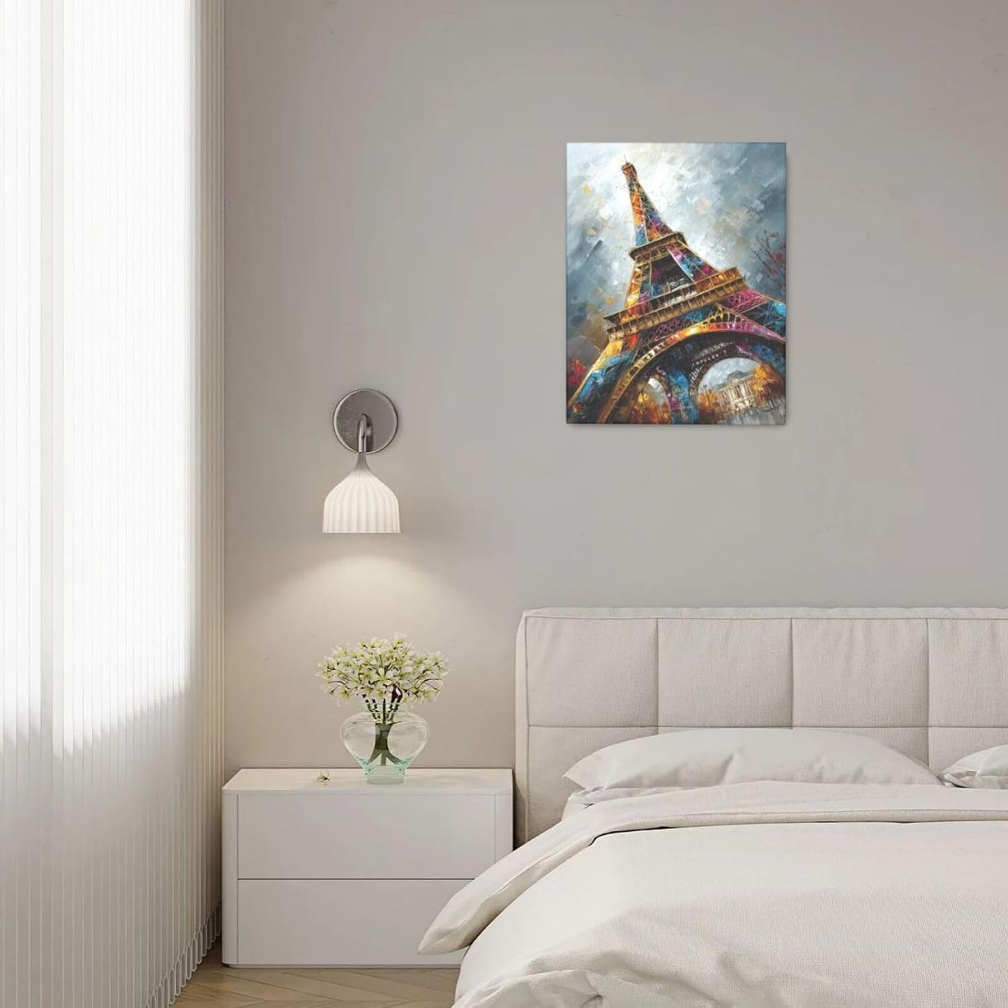 Paris Eiffel Tower Wall Art Paris Architecture Canvas Wall Decor Europe City Eiffel Tower Pictures Painting Print Artwork Framed Decorations Gifts for Living Room Bedroom Office 16"x20"