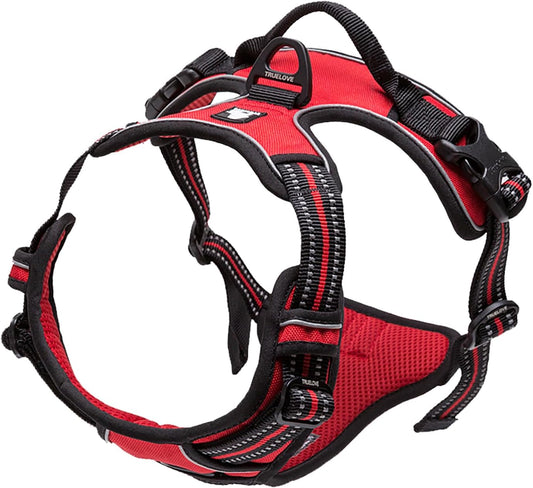 TRUE LOVE Adjustable No-Pull Dog Harness Reflective Pup Vest Harnesses Comfortable Control Brilliant Colors Truelove TLH5651(Red,M)