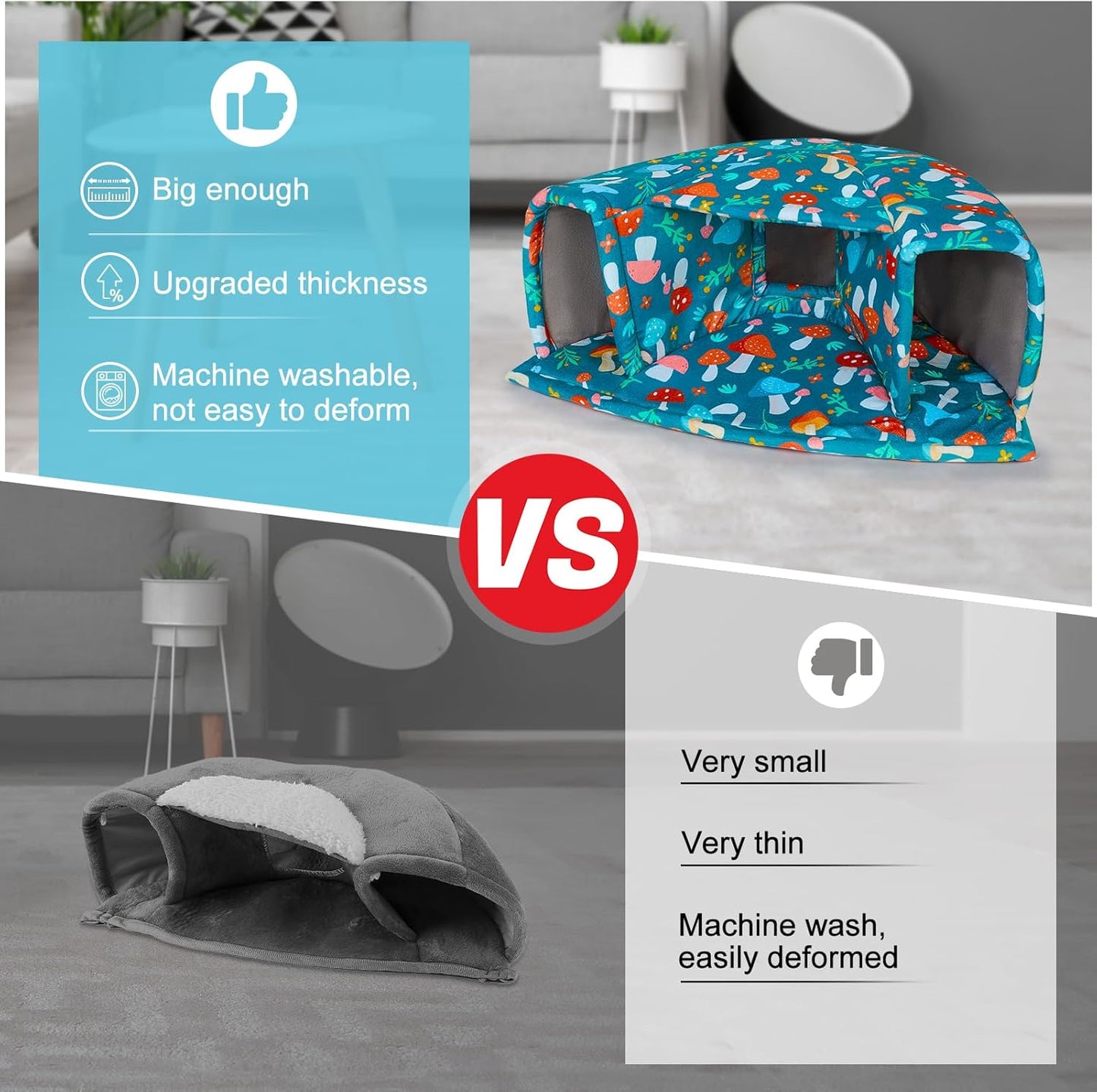 Unicorn Catcher Guinea Pig Hideout - Large Cozy Bed, Warm House, Washable Tunnel Accessories for Small Pets: Hamster, Chinchilla, Bunny