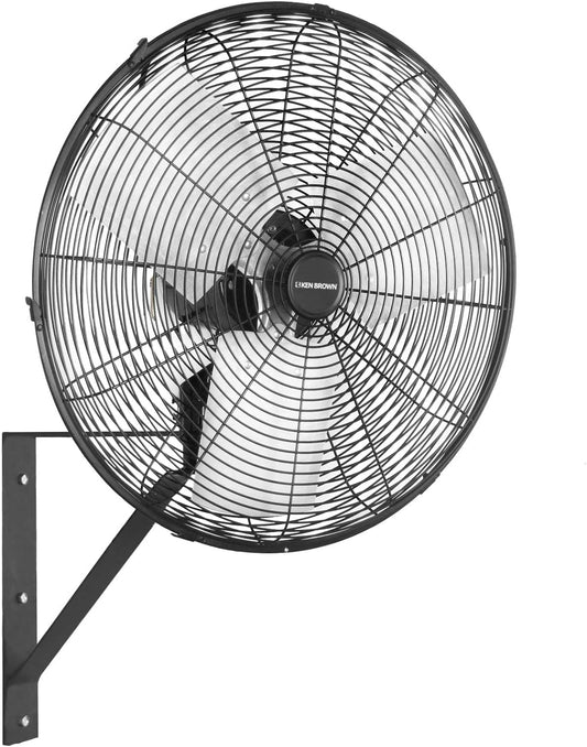 KEN BROWN 20 Inch Industrial Oscillating Wall Mount Fan 5500CFM,Heavy Duty,High Velocity,3- Speed,Black