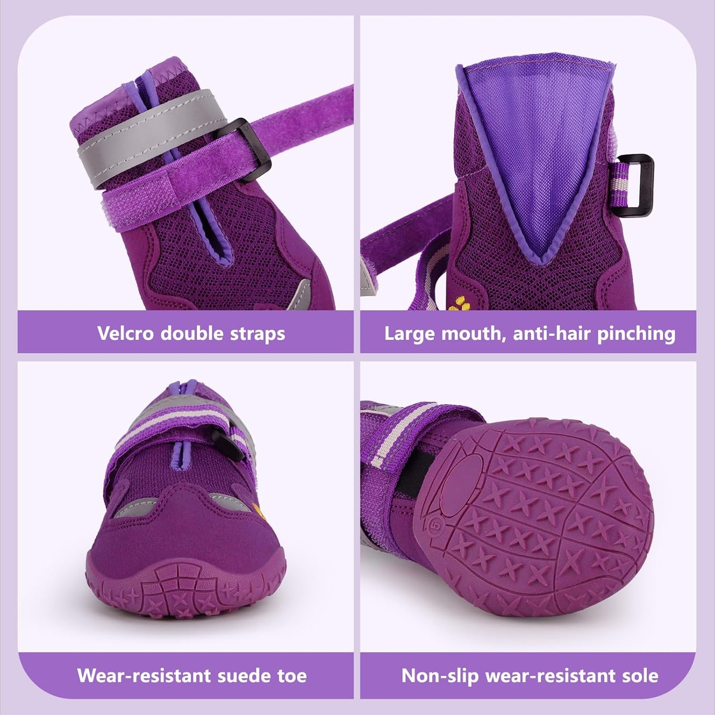 Dog Shoes for Large Medium Small Dog, Mesh Breathable Dog Shoes for Hot Pavement, Anti-Slip Dogs Boots Paw Protectors with Reflective for Outdoor Walking Indoor Hardfloors (Size 2)