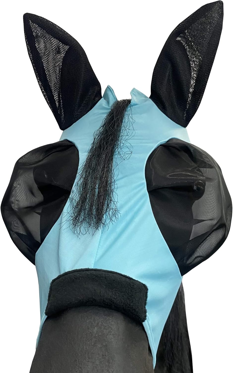Horse Mesh Fly Mask with Ears, Soft Lycra Mesh Mask Anti-UV with Ears Pacific Blue, Pony