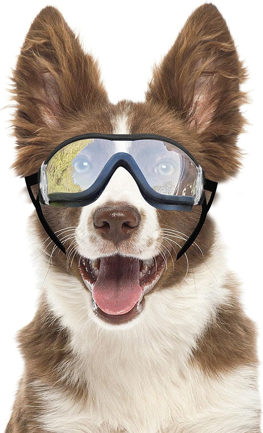 Dog Goggles Anti-UV Windproof Dog Sunglasses Eye Protection for Medium Large Dogs with Adjustable Straps/Clear Lense