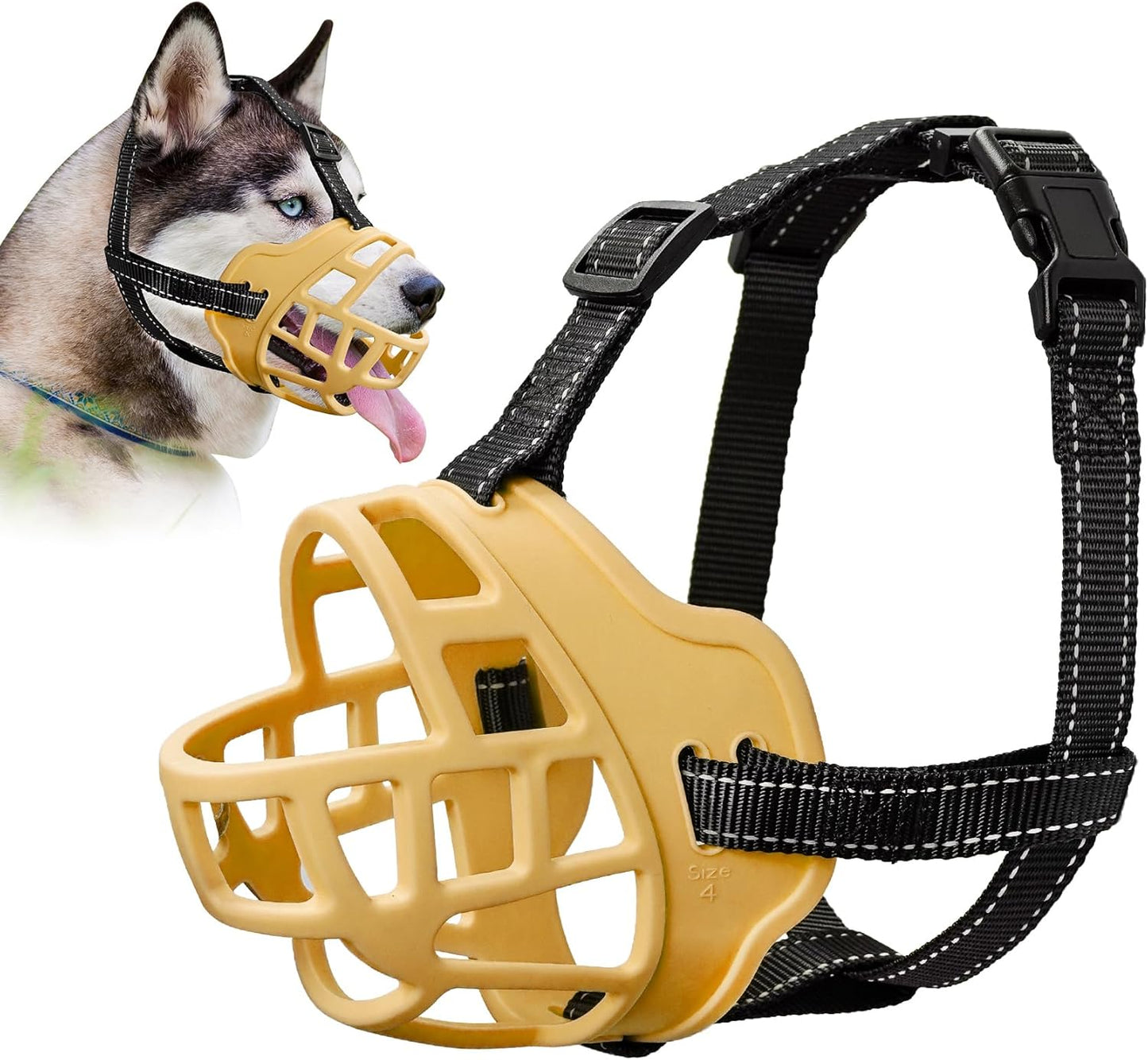 Dog Muzzle for Large Dogs, Breathable Basket Muzzles for Small, Medium and X-Large Aggressive Dog, Allows Panting Drinking, Suitable for Grooming Trimming Training (5, Luminous Orange)