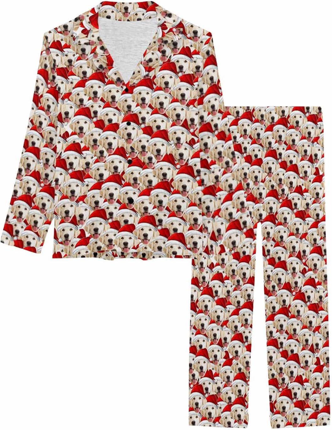 MyPupSocks Custom Face Pajamas for Women Set, Personalized Photo Long Sleepwear XS-XXL