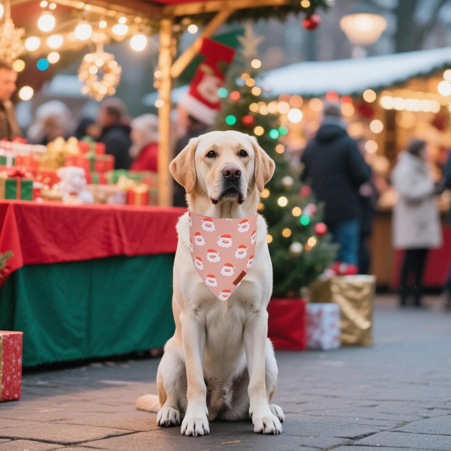 PTDECOR Christmas Dog Bandana, Santa and Snowman Design Reversible Holiday Pet Scarf, Premium Durable Fabric, Triangle Christmas Bandanas for Extra Large Dogs (X-Large)