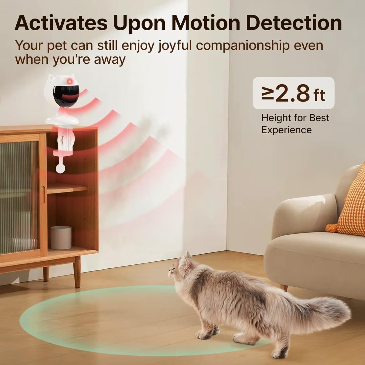 Potaroma Smart Sensor Cat Laser Toys Interactive, Motion Activated Truly Random Trjajectory, Clamp Design, Automatic Chargeable Kitten Toy Indoor Exercise, Cream White