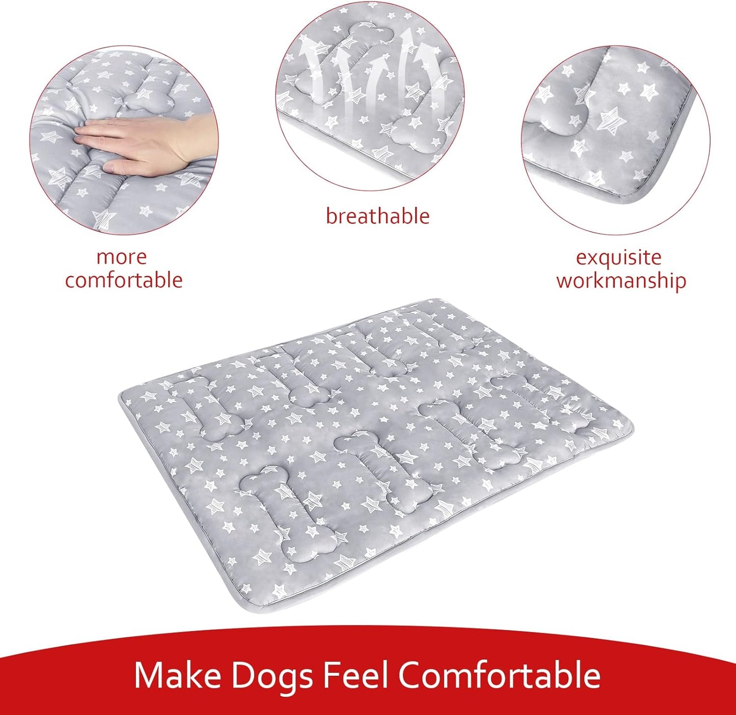 Dog Crate Mat (48" X 30"), Soft Dog Bed Mat with Cute Prints, Personalized Crate Pad, Anti-Slip Bottom, Machine Washable Kennel Pad