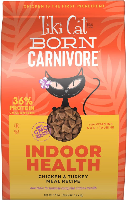 Tiki Cat Born Carnivore Indoor Health Dry Cat Food, Chicken & Turkey Meal, 12 lbs. Bag