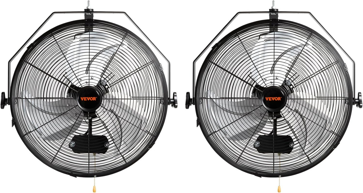 VEVOR Wall Mount Fan, 2 PCS 18 inch Waterproof, 3-speed High Velocity Max. 4000 CFM Industrial Wall Fan for Indoor, Commercial, Residential, Warehouse, Greenhouse, Workshop, Basement, Garage,Black