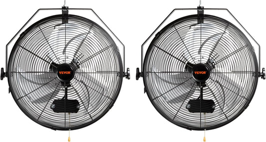 VEVOR Wall Mount Fan, 2 PCS 18 inch Waterproof, 3-speed High Velocity Max. 4000 CFM Industrial Wall Fan for Indoor, Commercial, Residential, Warehouse, Greenhouse, Workshop, Basement, Garage,Black