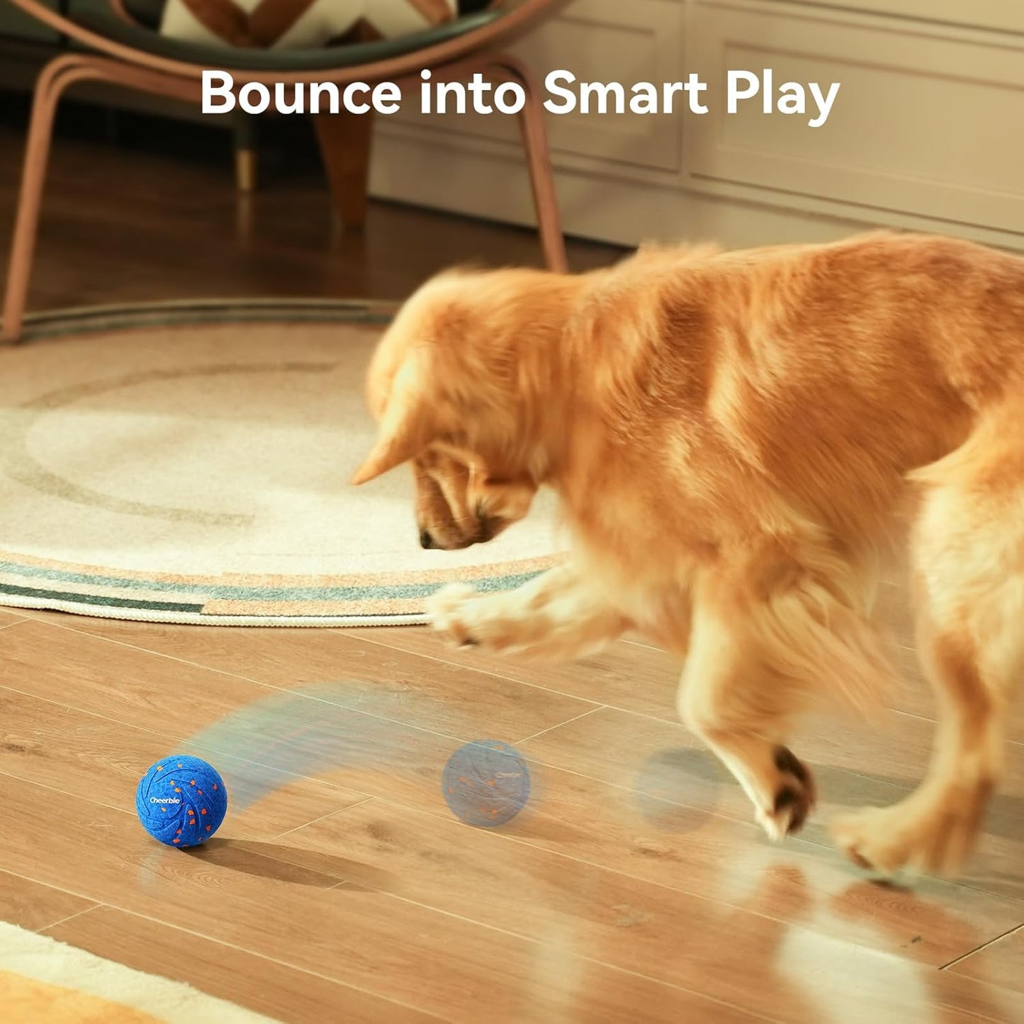 Cheerble Smart Interactive Dog Toy, Wicked Ball AIR, Automatic Moving, Bouncing, and Rotating, E-TPU Material, IPX7 Waterproof Rating, Active Rolling Ball for Medium and Large Dogs
