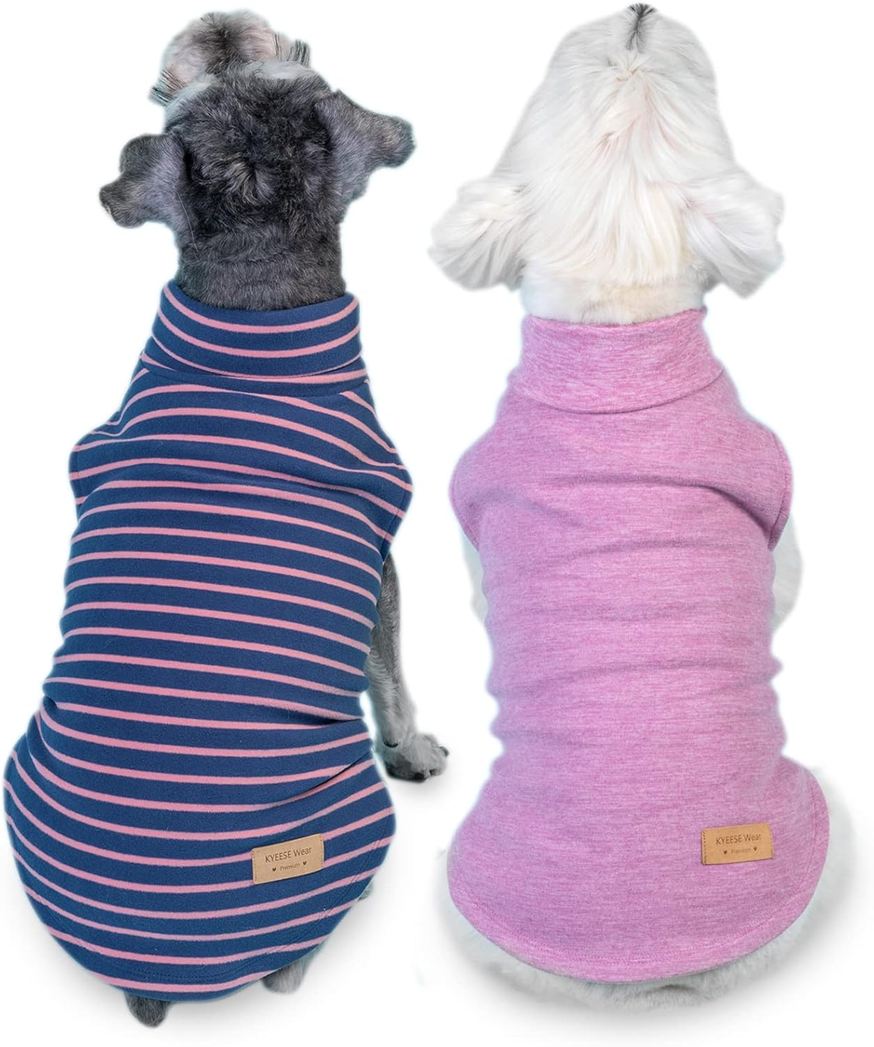 KYEESE 2Pack Dog Sweater Pet Coat Turtleneck Stretchy Dogs Clothes Super Soft Dog Sweaters for Small Dogs Girl Puppy in Sleeveless Design Pet Fleece Vest, Purple,S