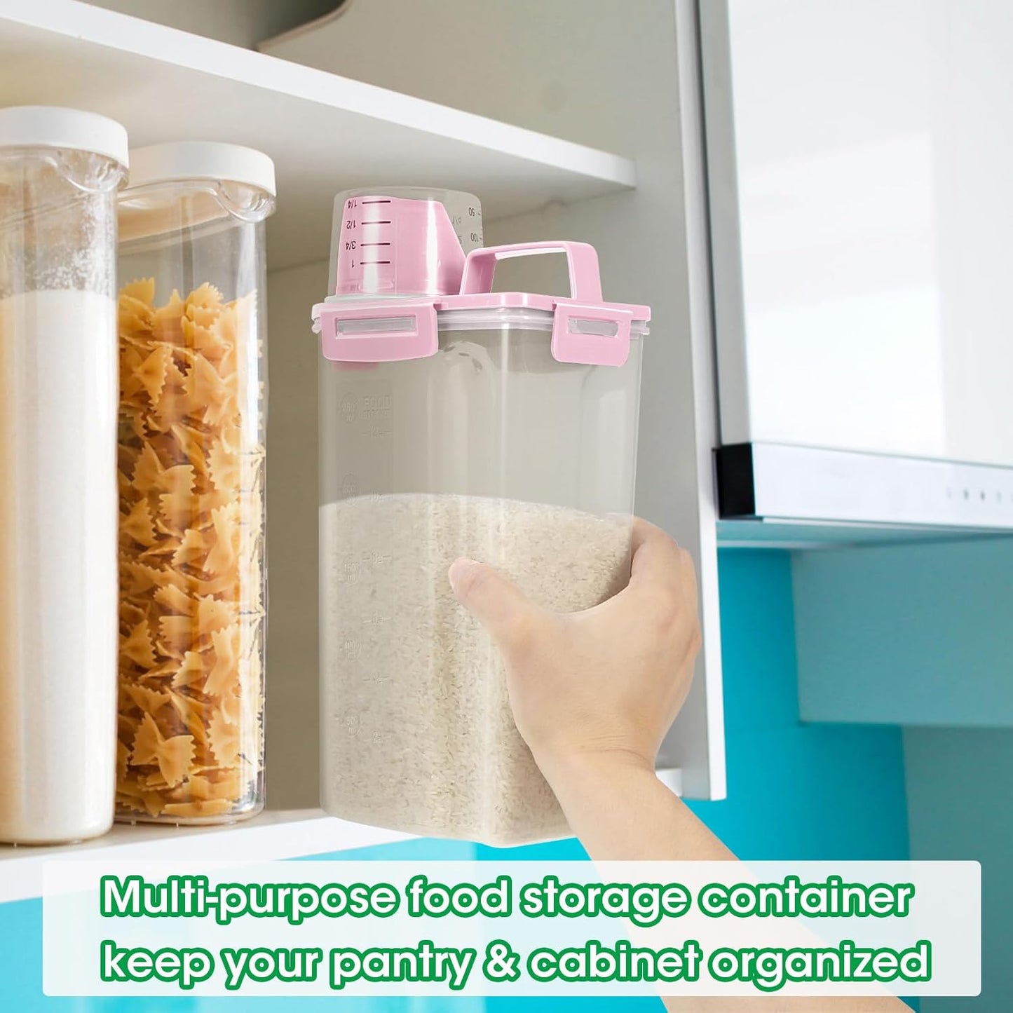 TBMax Rice Storage Container 5 Lbs, Small Airtight Dry Food Container for Flour Cereal Pasta Kitchen Pantry Organization -Red